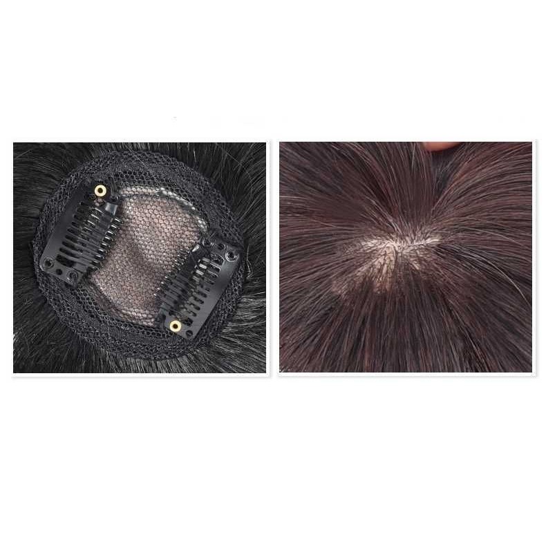 Silk Base Straight Clip In Human Hair Toppers For Loss Thin Hair Top Replacement