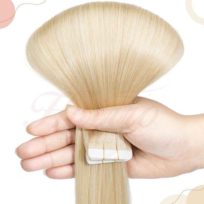 Tape In 12″-24″ Remy 100% Real Russian Human Hair Extensions Invisible Skin Weft