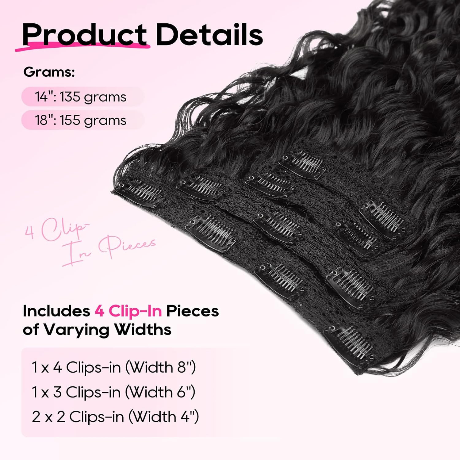 Curly Hair Extensions – 4PCS 18″ Gogo Curly Clip in Hair Extensions 100% Super P