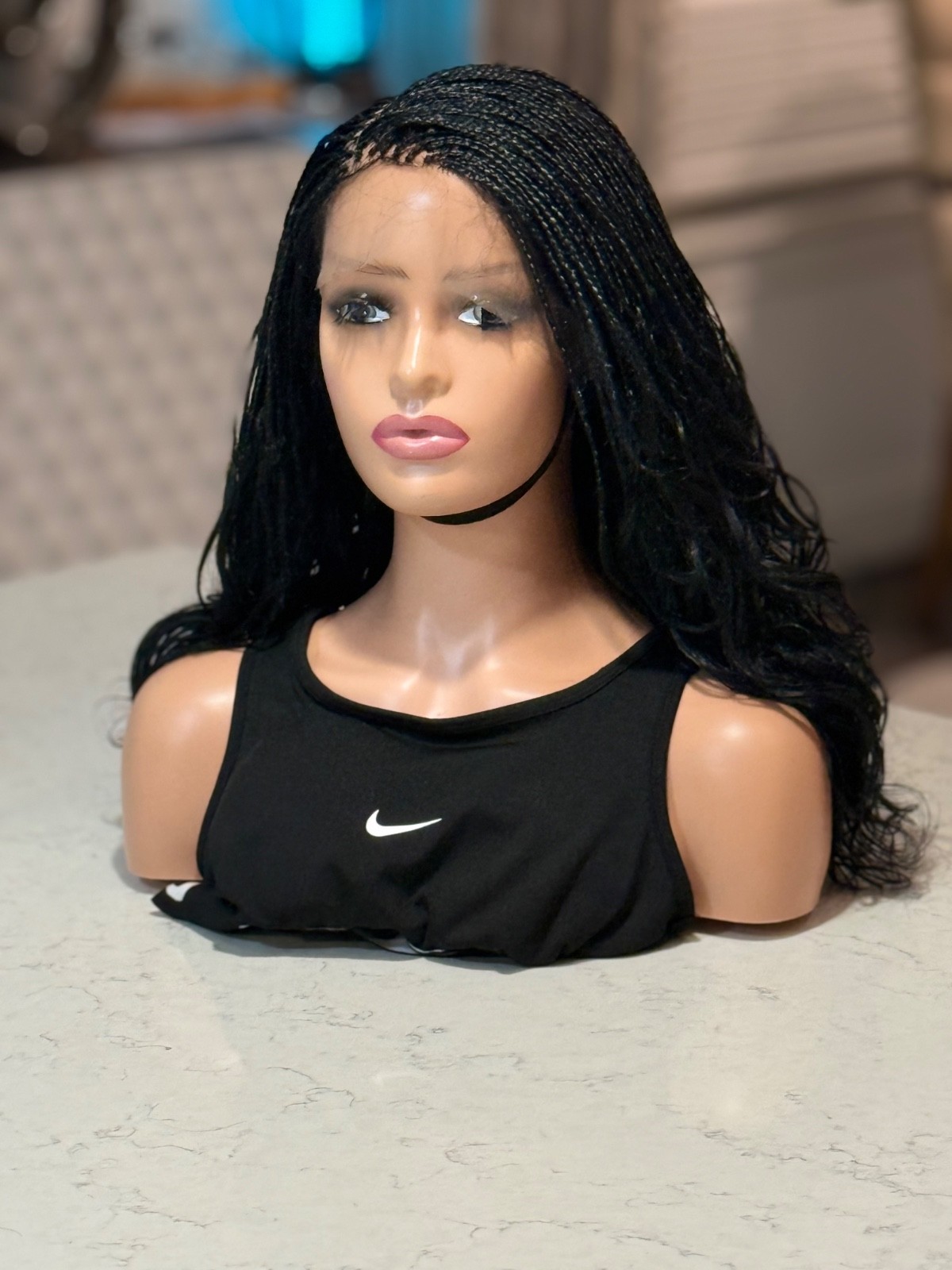 Braided French curls wig. Three tone wavy wig. Made on a full lace wig. 18”long.