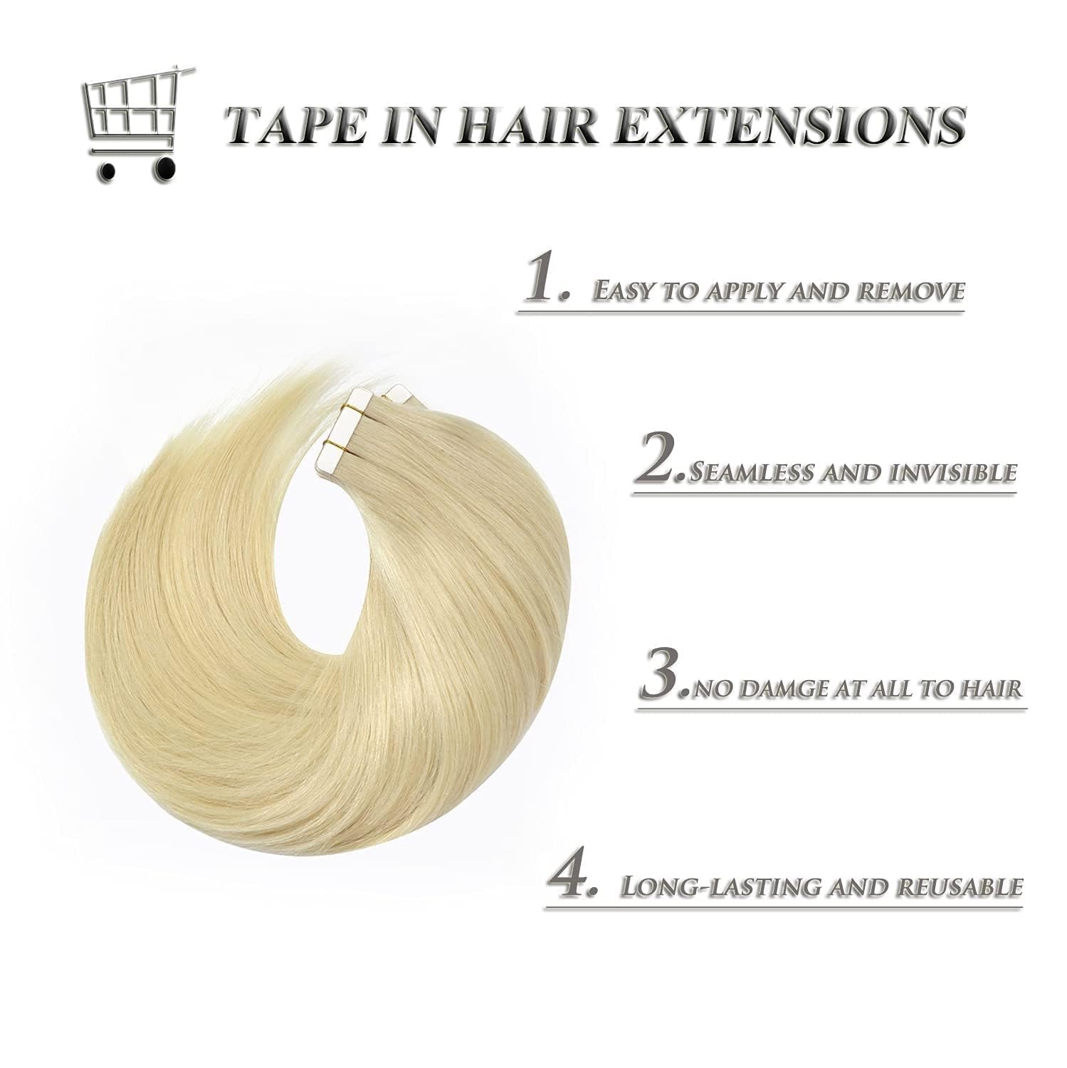 Anrosa Tape In Hair Extensions Human Hair Double Sided Blonde Remy Human Hair