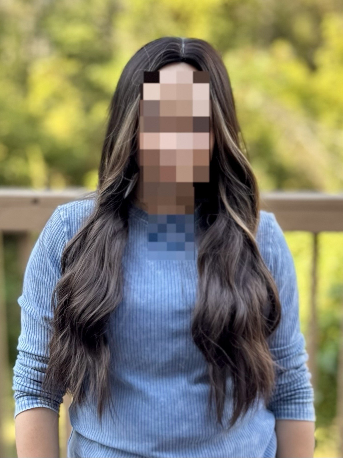 Wig Long Wavy Dark Brown Natural Hair Medium size Cap