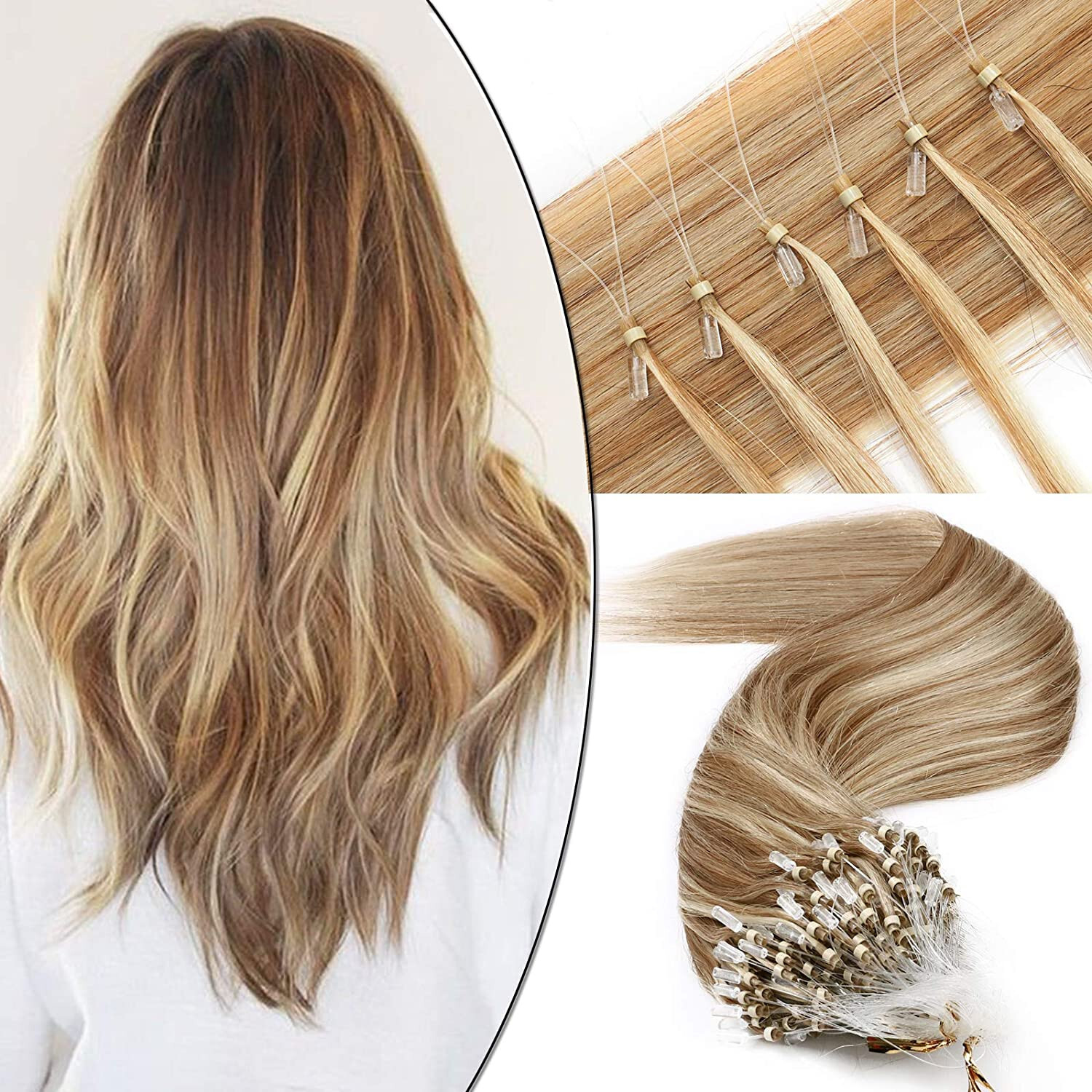 Micro Link Loop Tip Human Hair Extensions Remy Silky Straight Russian Hair 100s