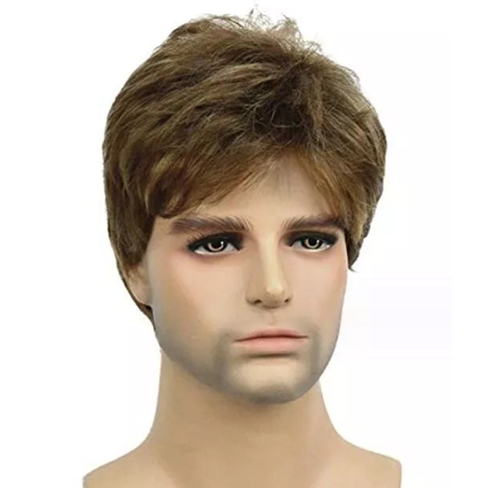 Light Brown Short Hair styles Men’s Layered synthetic Hair Wig 6 Inch