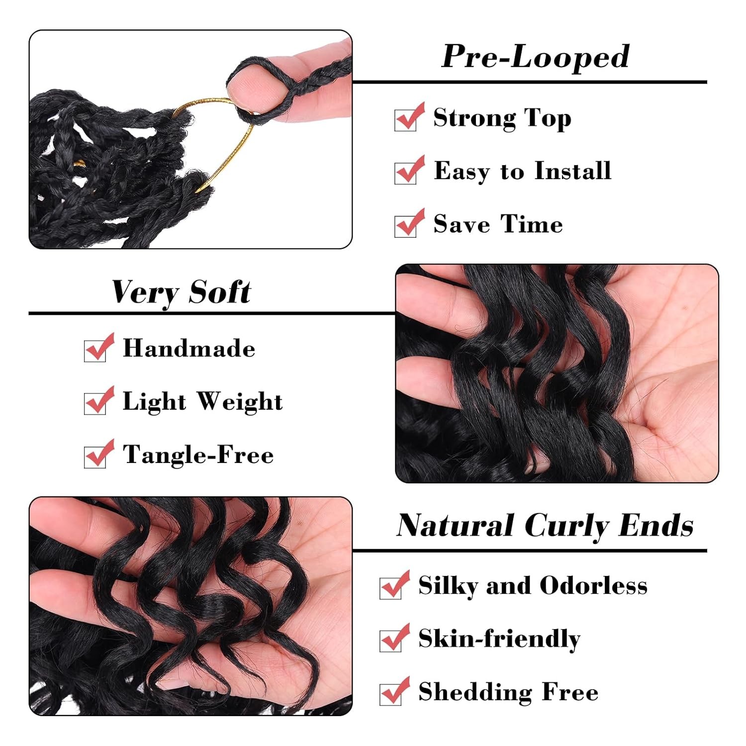 Gogo Curl Crochet Hair 10 Inch 8 Packs Black Ocean Wave Crochet Hair Pre Looped