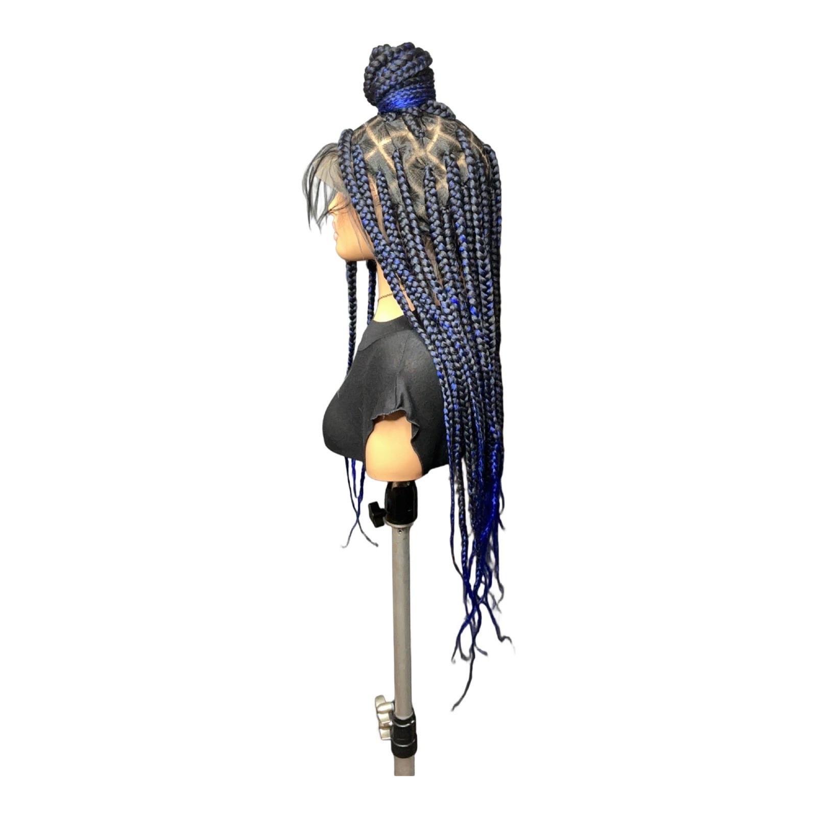 Women’s Synthetic Lace Front Glueless Box Braid Wig Ombré Blue/Black 31-40in