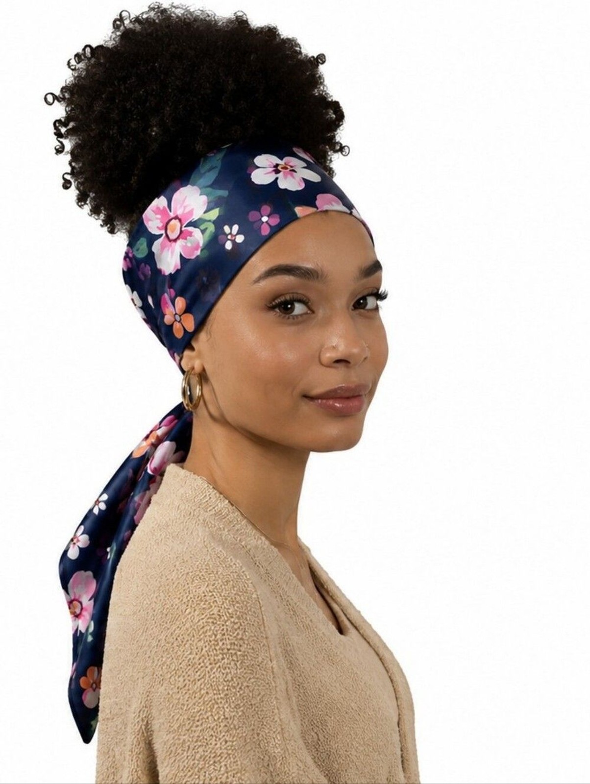 Queen Ellas Collection Women’s Satin Multicolor edge scarf floral