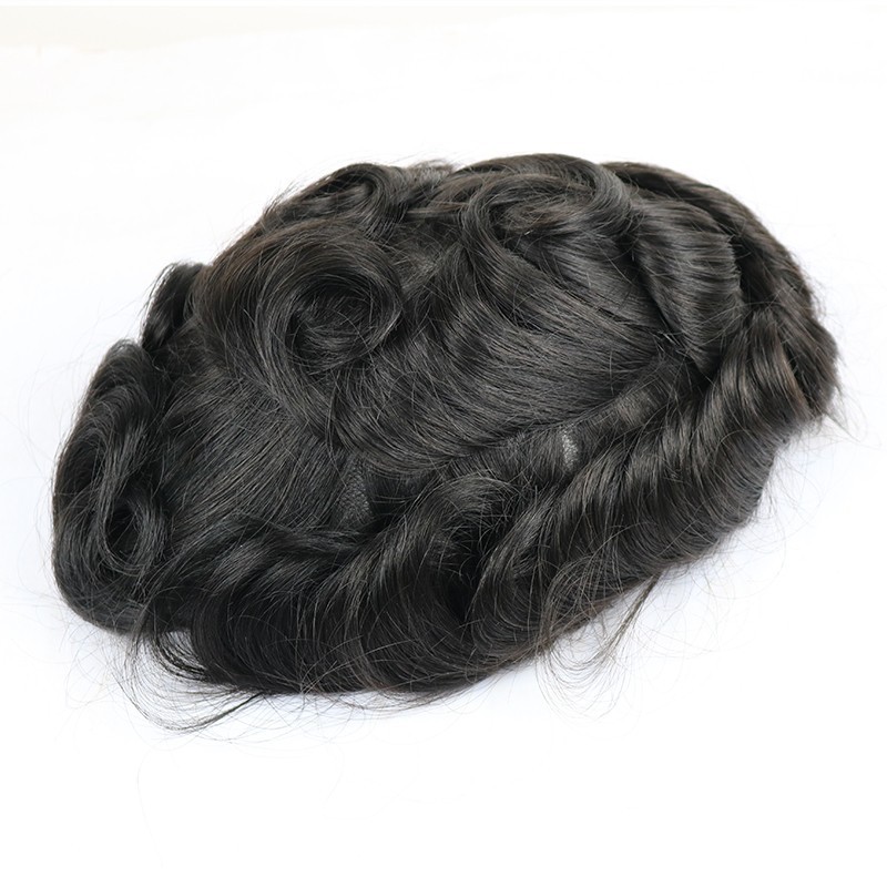 Super Natural Hairline 1b80 Sliver Grey Mens Toupee 0.02mm Ultra Thin Skin Hair