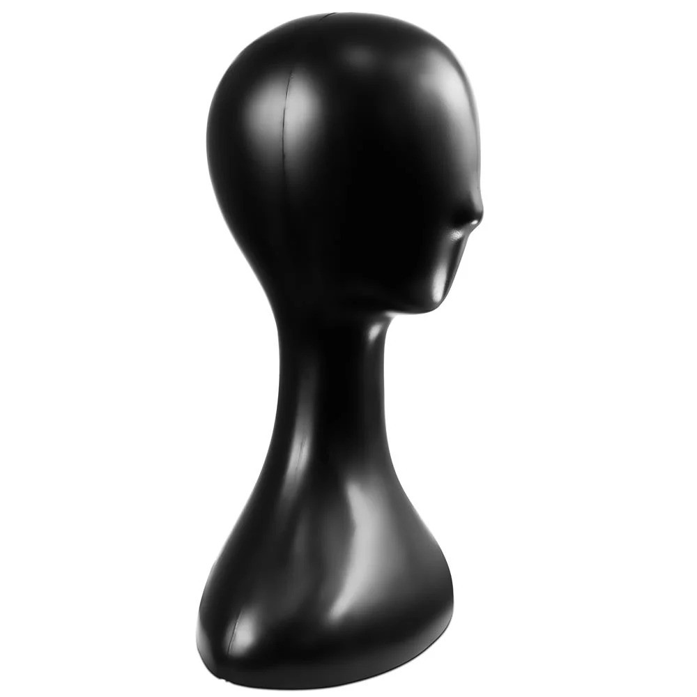 Serenelife Professional 16″ Plastic Mannequin Head – Black (Open Box)