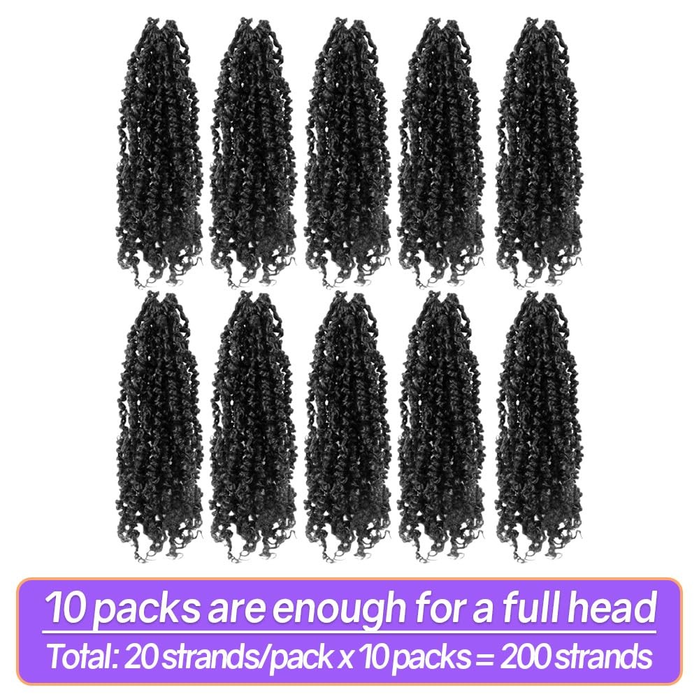 8 Inch 10 Packs Yanky Twist Crochet Hair Pre-twisted Natural Black Kinky Mini…