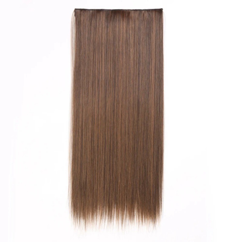 24in Synthetic Long Straight Clip In One Piece Hair Extension 5 Clips Fake Hair