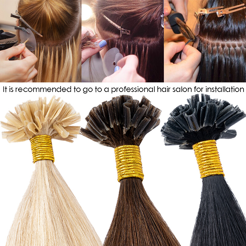 Fusion Keratin Glue Nail U Tip 100% Remy Human Hair Extensions 200Strands Thick