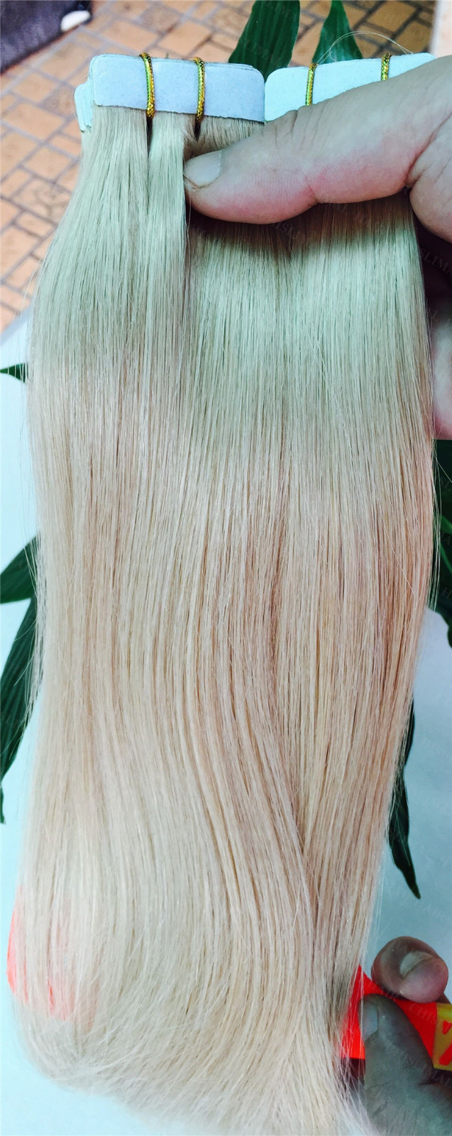 Seamless 16-26inch PU Skin Weft Blonde Tape in Remy Human Hair Extensions 30-70g