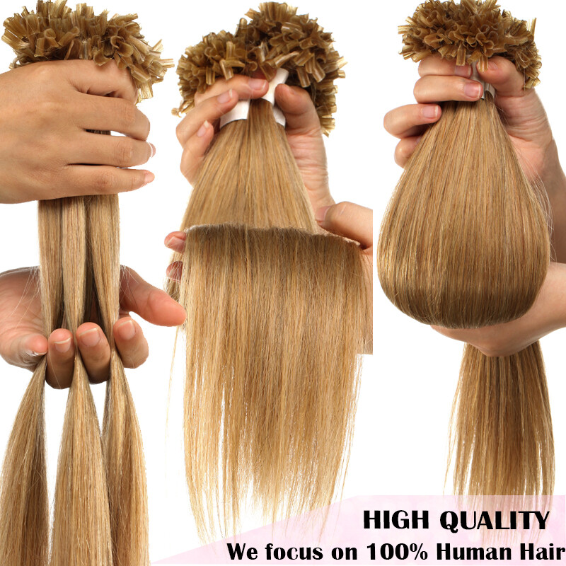 100G THICK U Tip Nail Tip Pre Bonded Keratin 100% Human Hair Extensions 16-24in