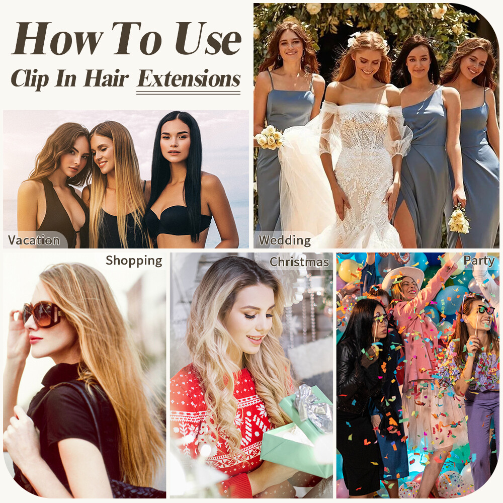 CLEARANCE 1PC Clip In On THICK Hair Extensions 3/4 Full Head AS Human Long Wavy