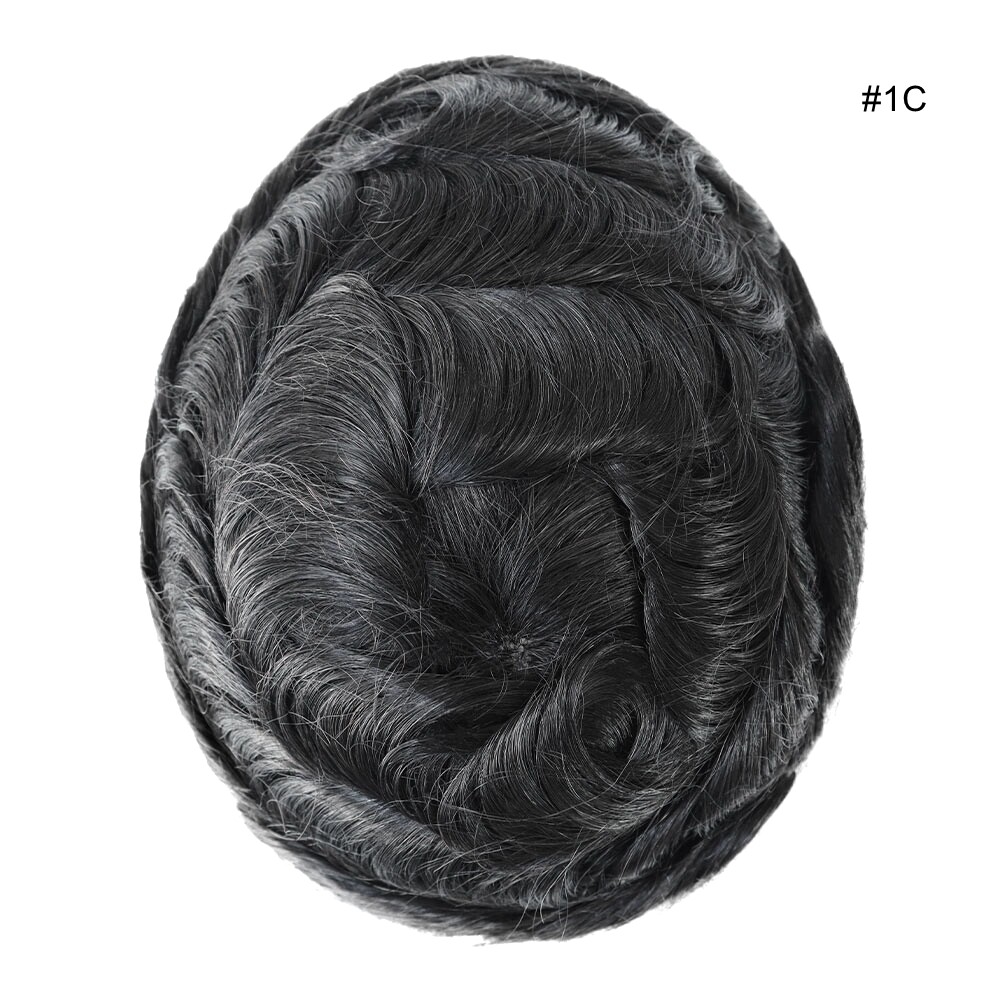 男式发饰人体头发替换系统精细单色 Toupee 经济运输-