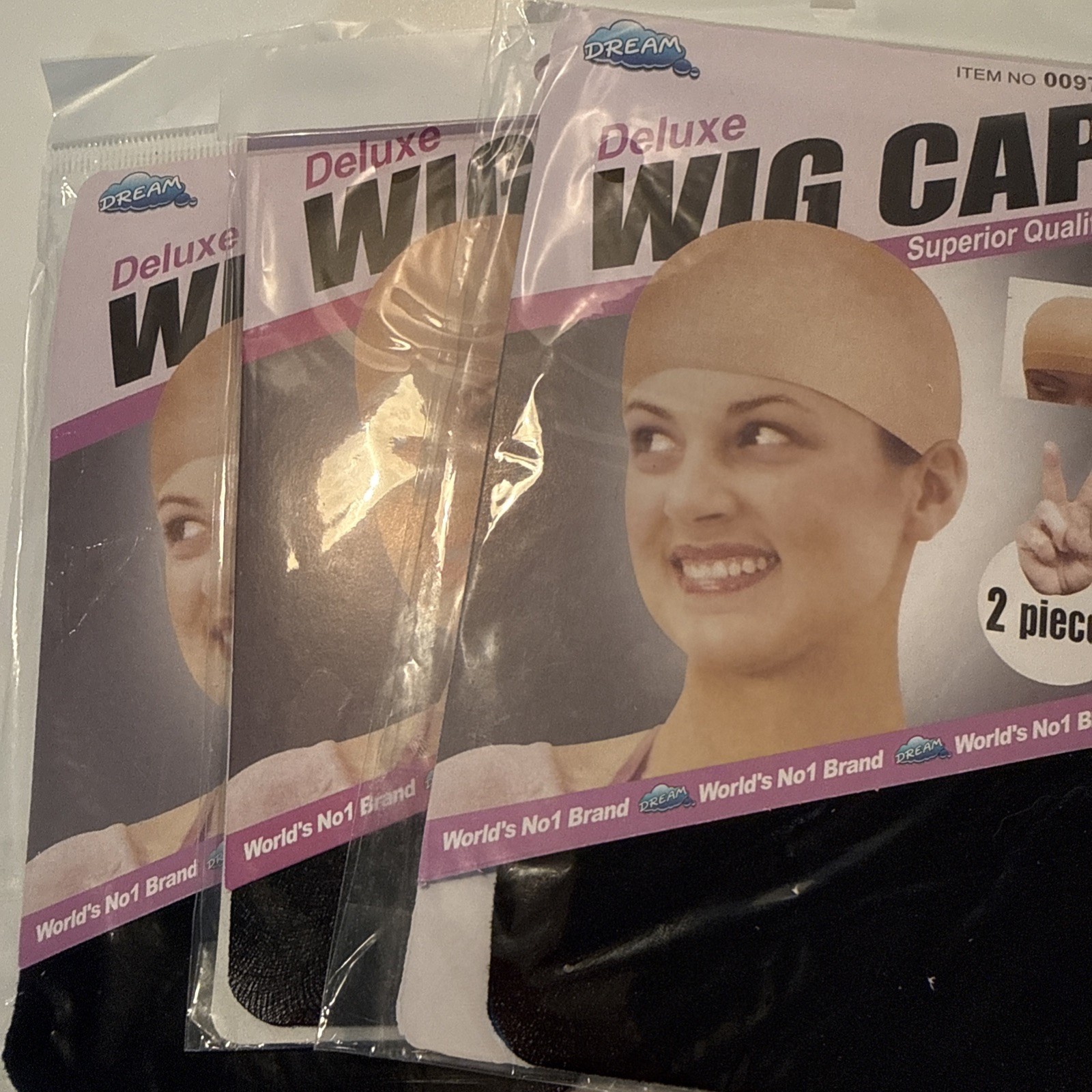 12 packs (24pcs) Dream Deluxe Wig Cap Stocking Wig Liner Black Brown Beige ect