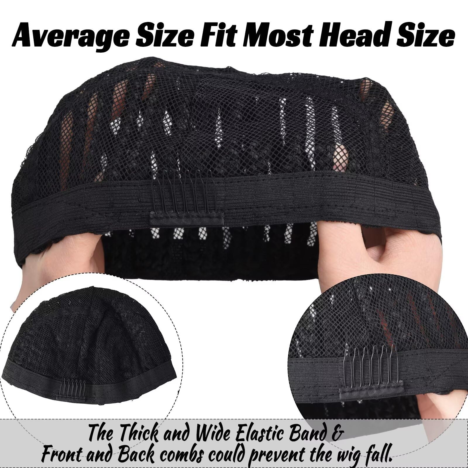 Royota Braided Wig Cap For Crochet Hair Braids Breathable Medium, Black