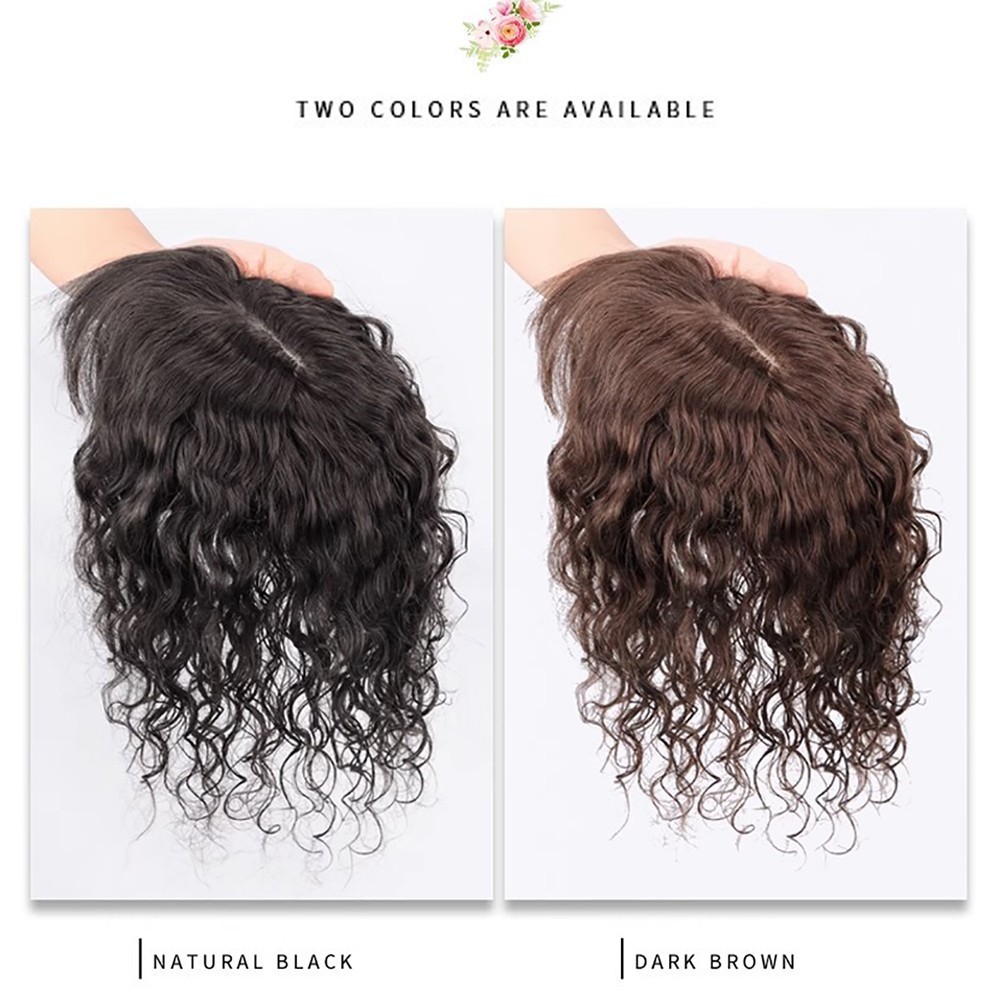 Soft 100% Human Hair Toupee Curly Hair Topper Top Clip in Hair Pieces for Women