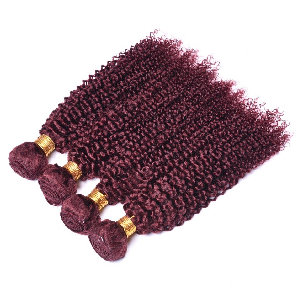 Burgundy Jerry Curl Curly Sew In Hair Weave Extension 100 Human Ali Bundle