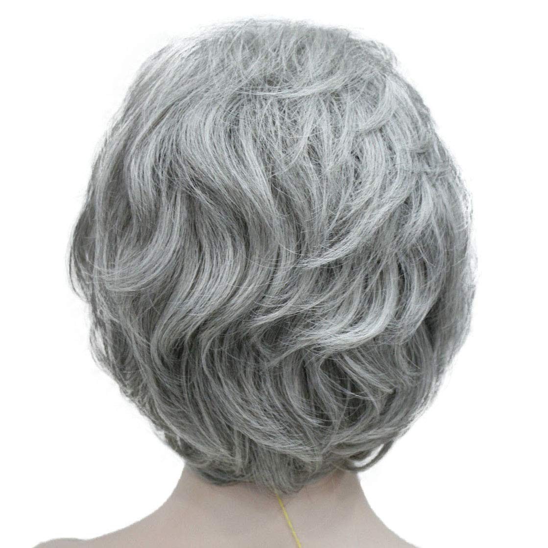 Lydell Womens Short Curly Wavy Wig Synthetic Hair Full Wig 6 inches (51 Silver