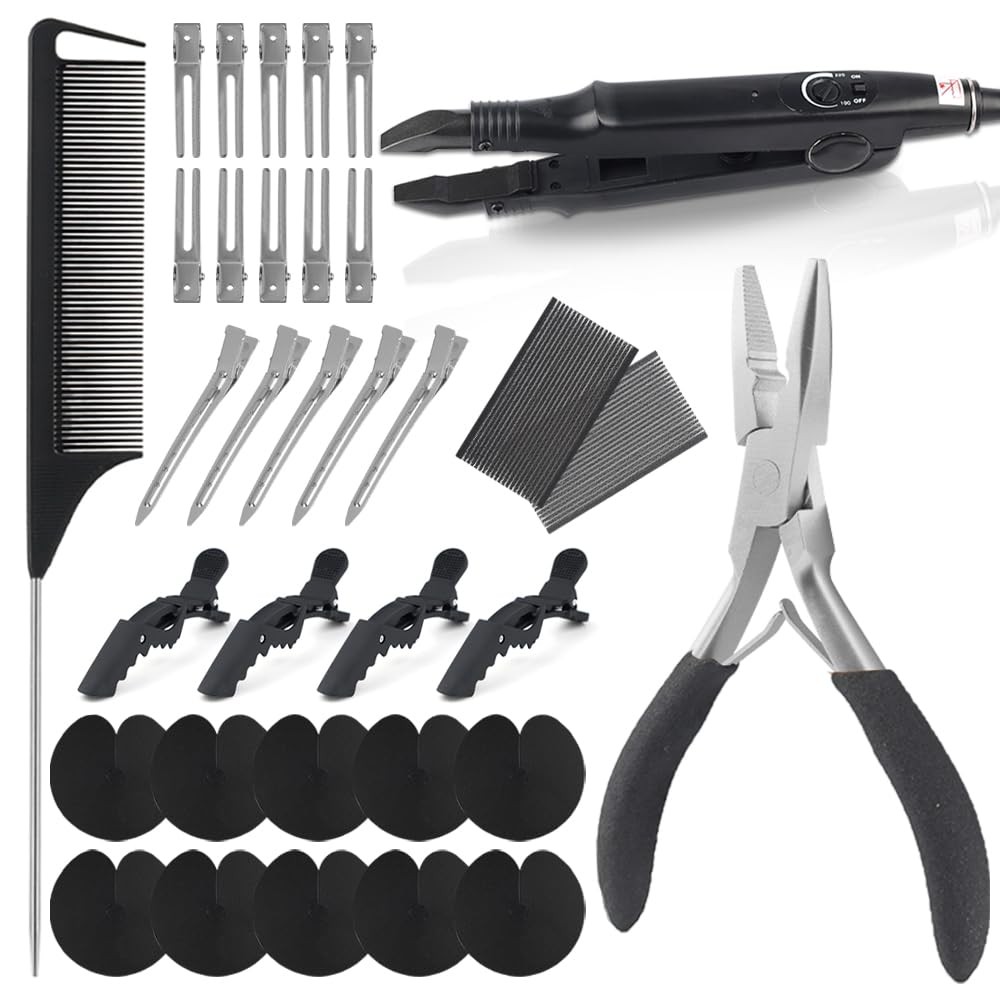 Hair Extension Connector Kit Keratin Bonding Iron 10Pcs Fusion Heat Shield K …