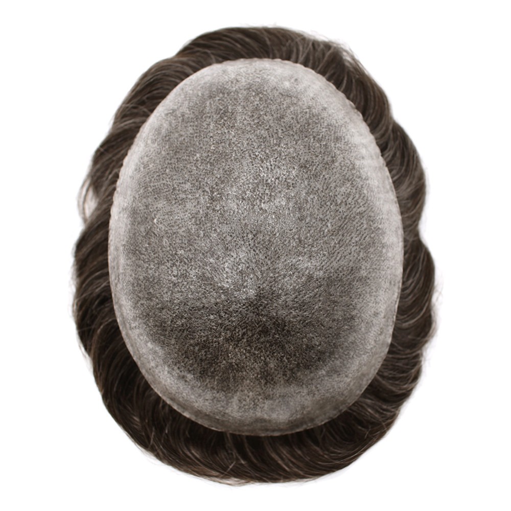 Full Poly Thin Skin Toupee Mens Hair Replacement System Human Hair PieceCustom