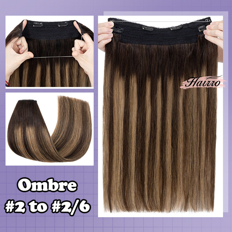 Wire In 100% Remy Human Hair Extensions Russian Remy Hidden Ring Hairpiece Thick