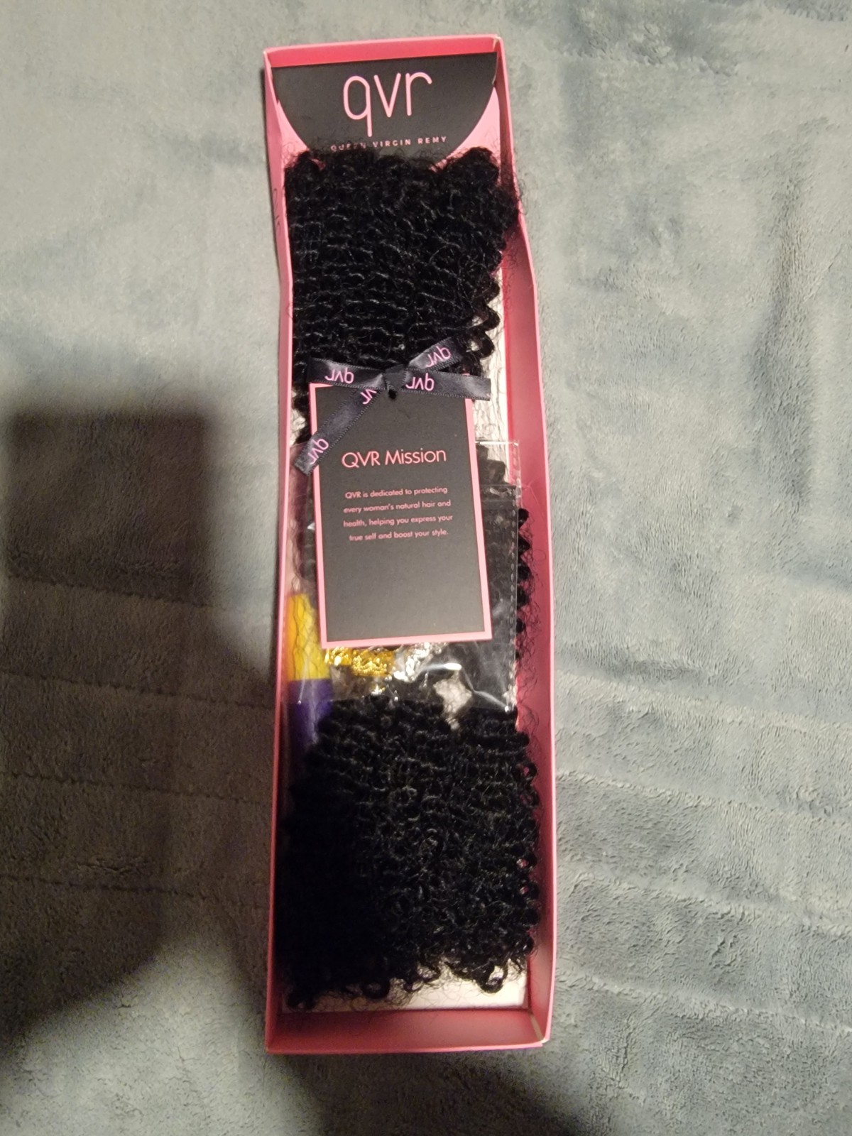 QVR Kinky Curly 3C Bulk Human Hair Spring Twist Extensions 22in Natural Black