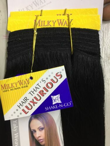 Milky Way 10″, 12″ yaky weave Color 1 and 1B. 100% Human Hair