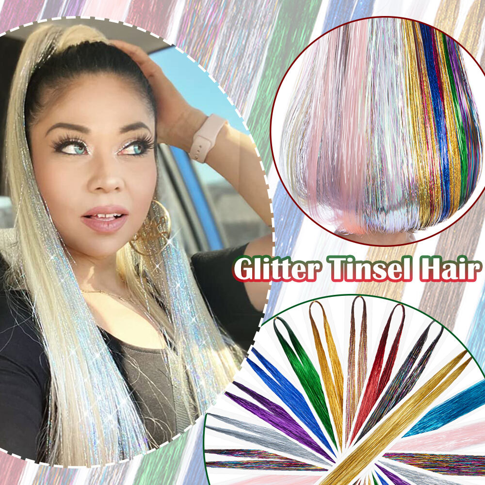 Sparkle Hair Tinsel Holographic Glitter Extensions Tinsel Kits False Hairstyling