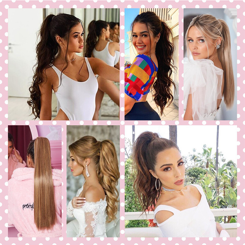 100% Thick Ponytail Hairpiece Claw Clip Long Wavy Curly Pony Tail Hair Extension