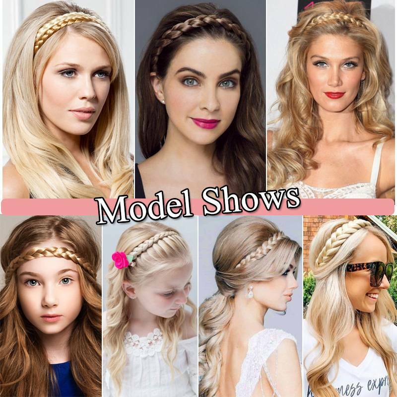 Women Hair Braided Plaited Headband Plait Hairband Hairwear as Human Synthetic