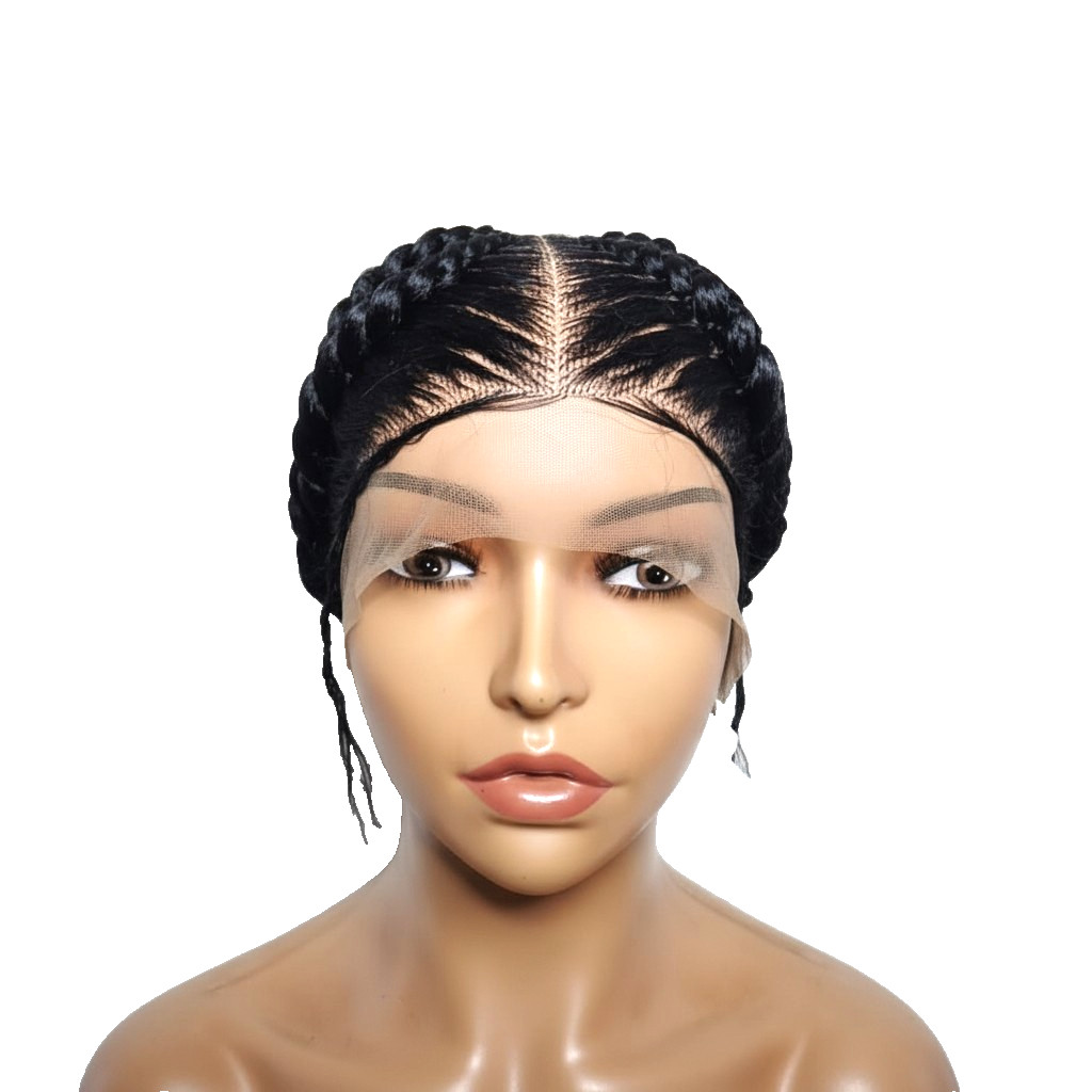 Black Bun Wig. Brush Braided Wig. Full Lace with Baby Hair.