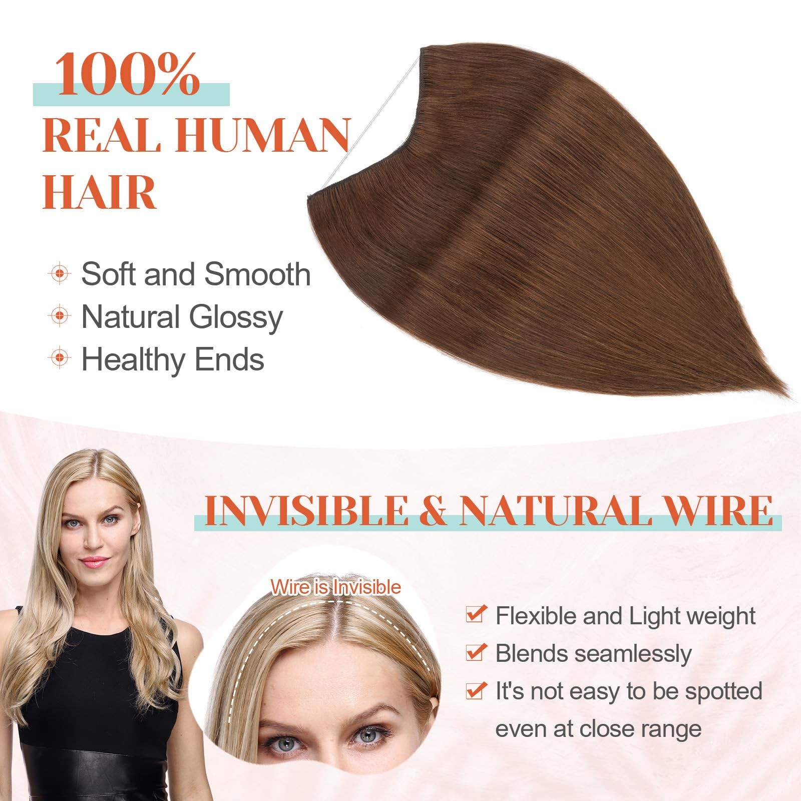 Benehair Halo Blonde Hair Extensions For Women 100 Human Hair Invisible Wire