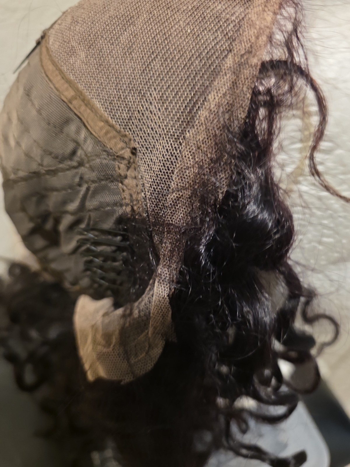 Lace Frontal Black Human Hair Curly Medium Length Wig