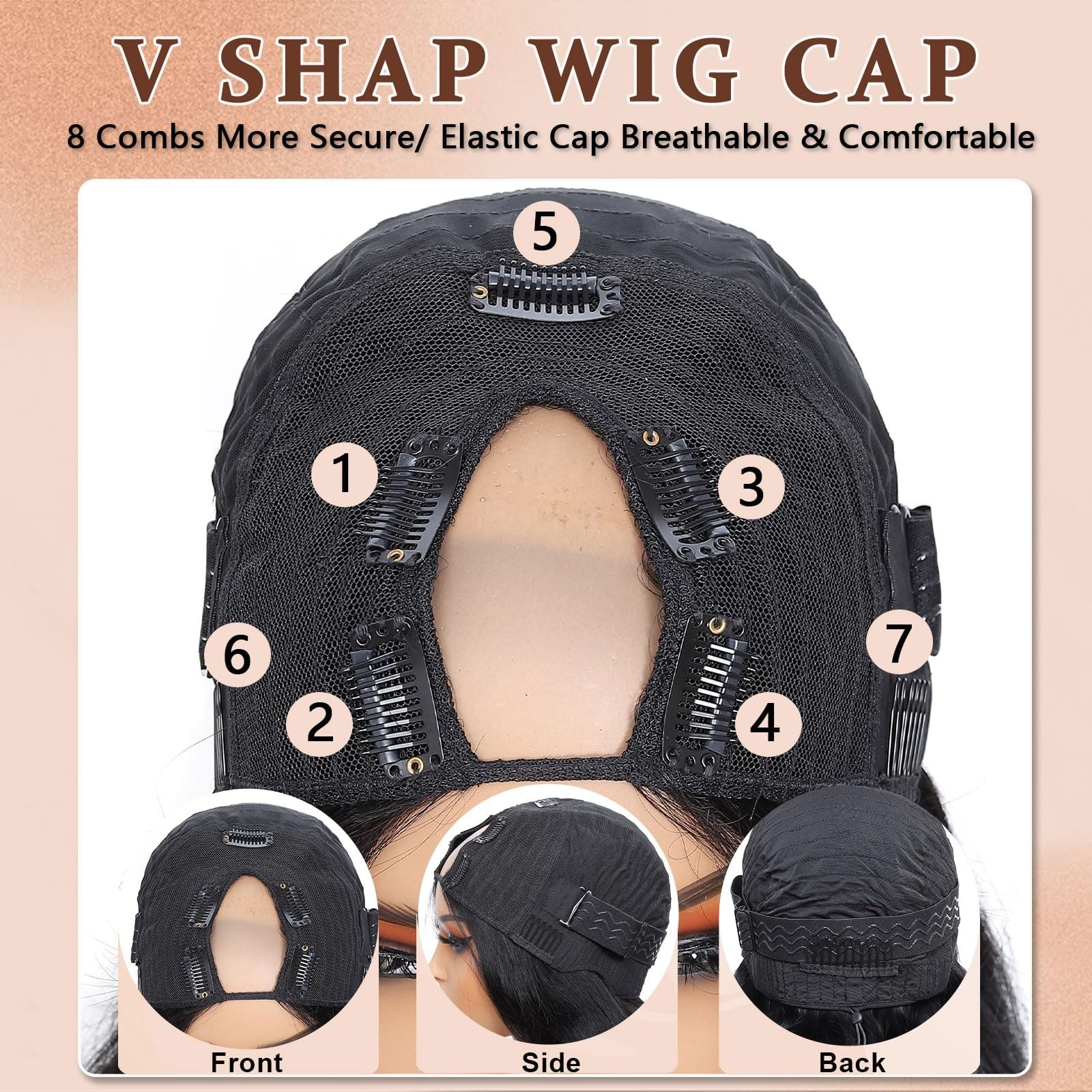 22 Inch Body Wave V Part Human Hair Wig – 200% Density, Adjustable Drawstring, N