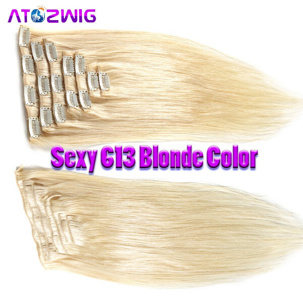 Full Head Clip In Human Hair Extensions Straight Remy Real Hair 7 Pcs/Set 70G