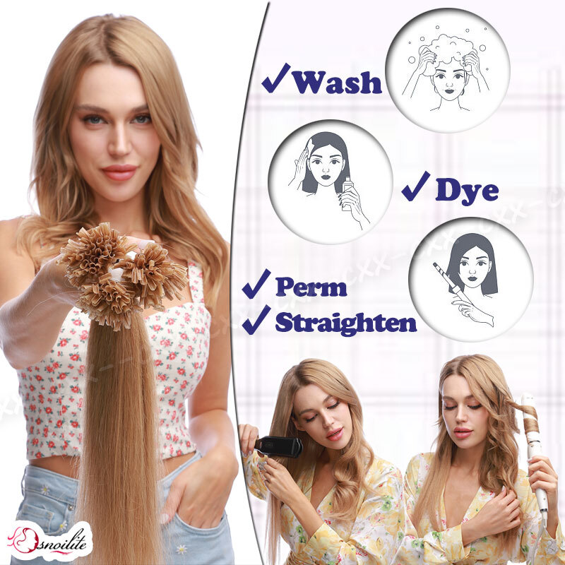 200 Pre Glue Bond U Nail Tip Straight Remy Human Hair Extensions Pre Bonded Glue