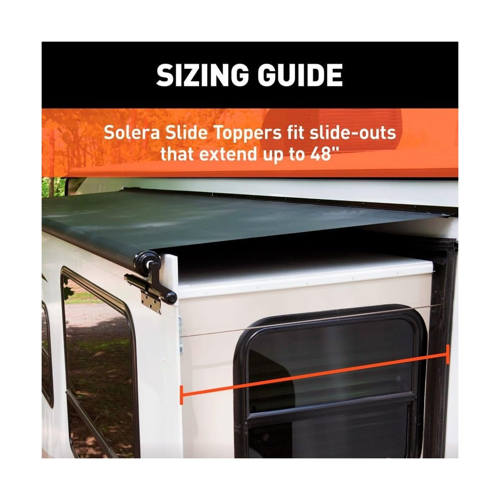 Solera V000251477 Black Slide Topper Awning – 15′ (14’7″ Fabric)