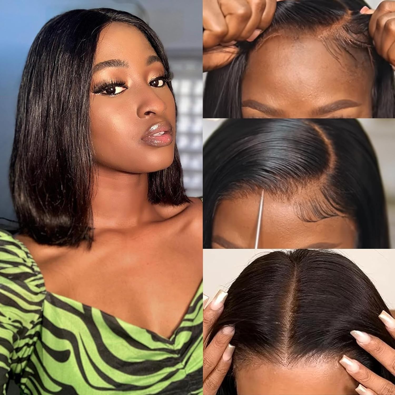 Wear and Go Glueless BobWig Human Hair Pre Plucked Pre Cut 4×4 Lace Wig Straight