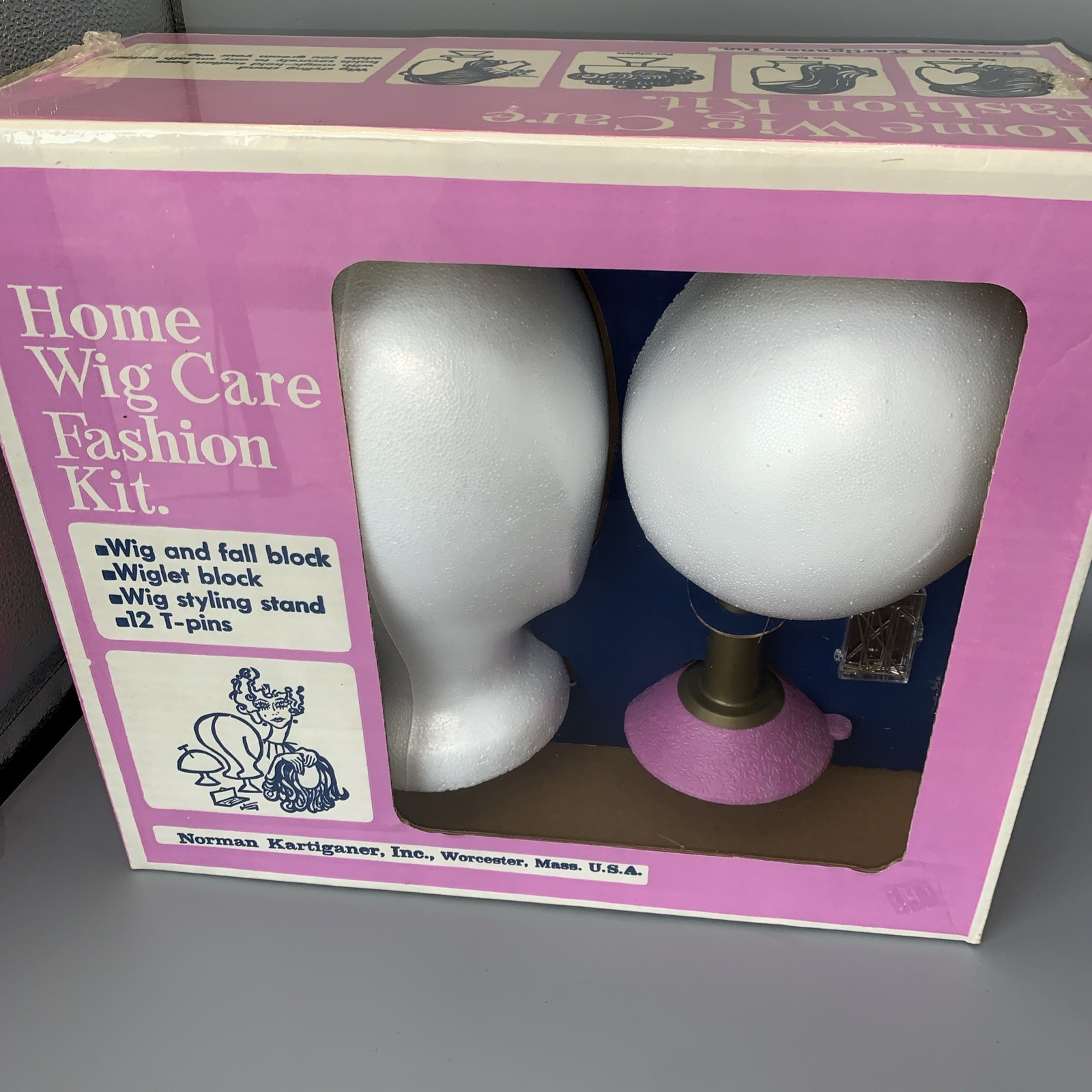 Home Wig Care Fashion Kit. Wig With Box And Norman Kartiganer Stand (CT) New