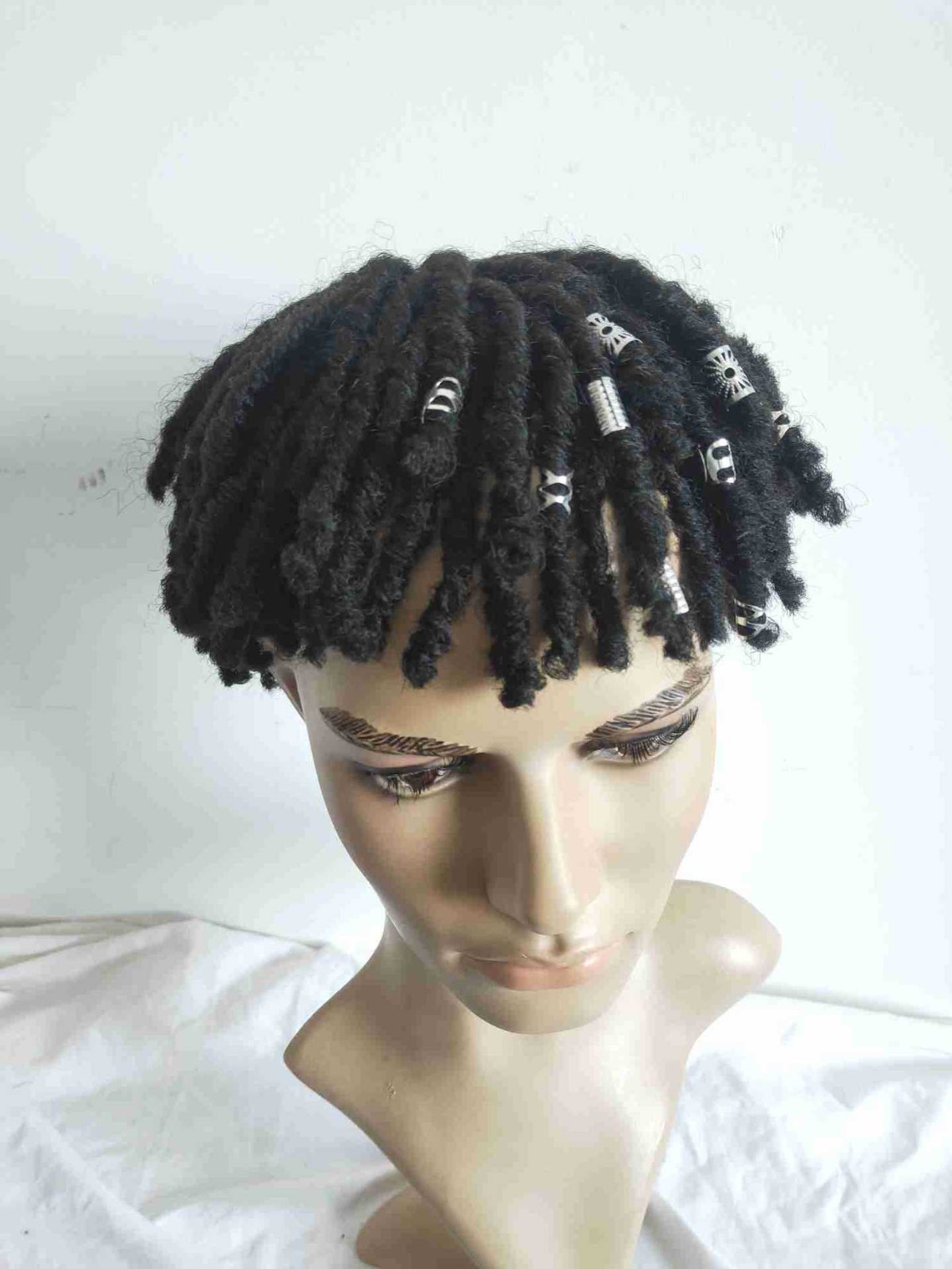 Short Afro Curly Dreadlock Toupee for Men Synethetic Black African American Wigs