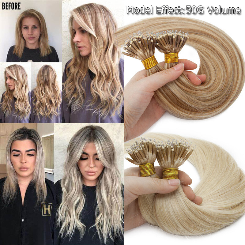 AAA+ Hair Extensions Nano Ring Beads Tip Remy Human Hair Micro Loop 1G THICK 50S