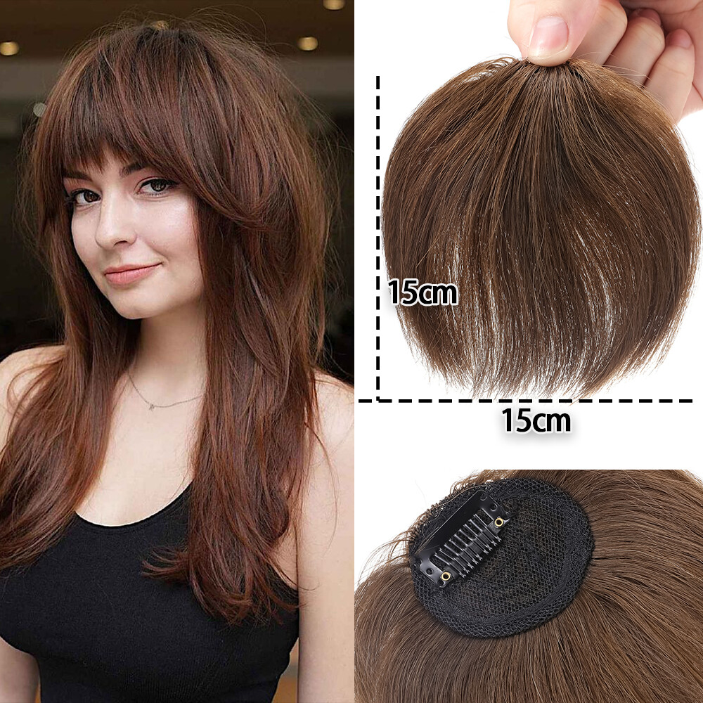 100% Remy Human Hair Bangs Extensions Clip In One Piece Front Fringe Hair Piece
