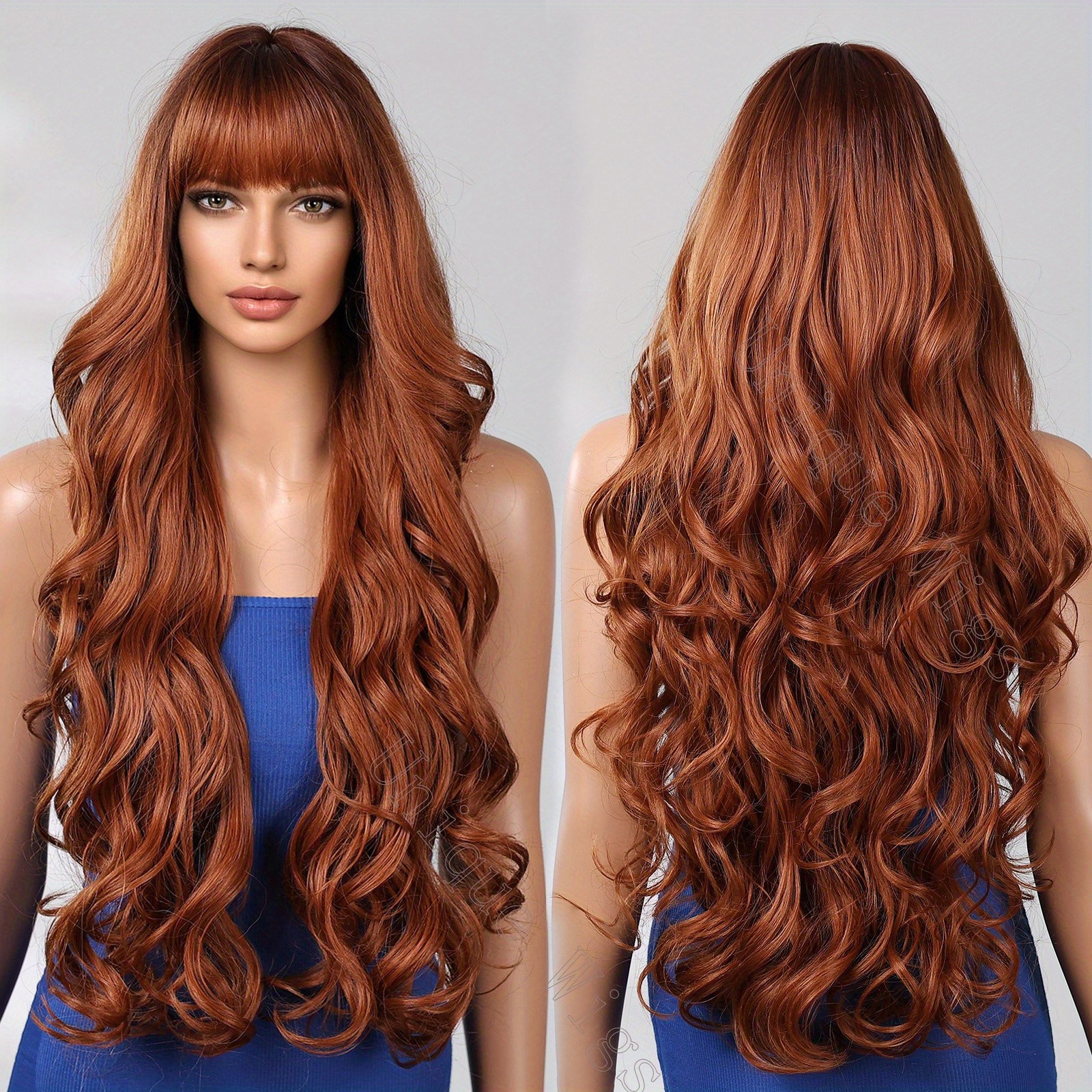 30 Inch Long Curly Wig Ombre Blonde Red Synthetic Wigs Heat Resistant Hairpiece