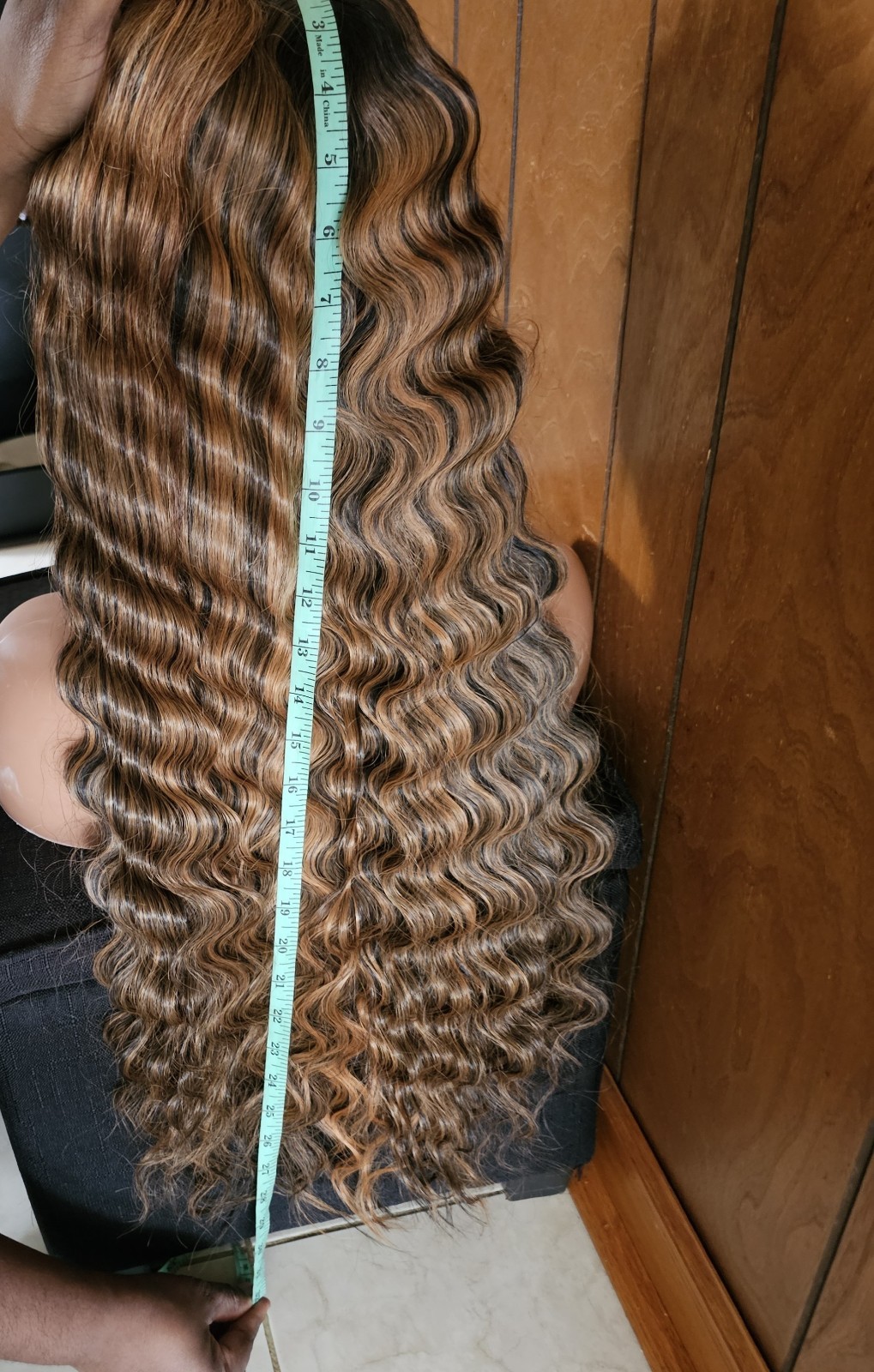 Deep Wave 1B/30 Highlight Ombre SYNTHETIC HUMAN HAIR BLEND Wig 28inch