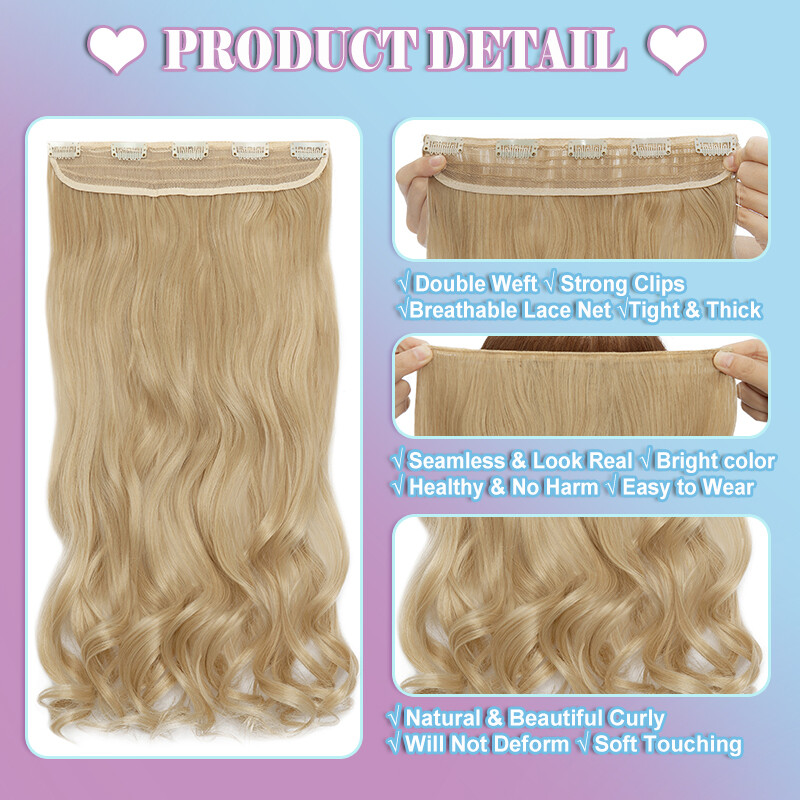 One Piece Clip in Hair Extension 5Clips Full Head Thick as Human Highlight Ombre