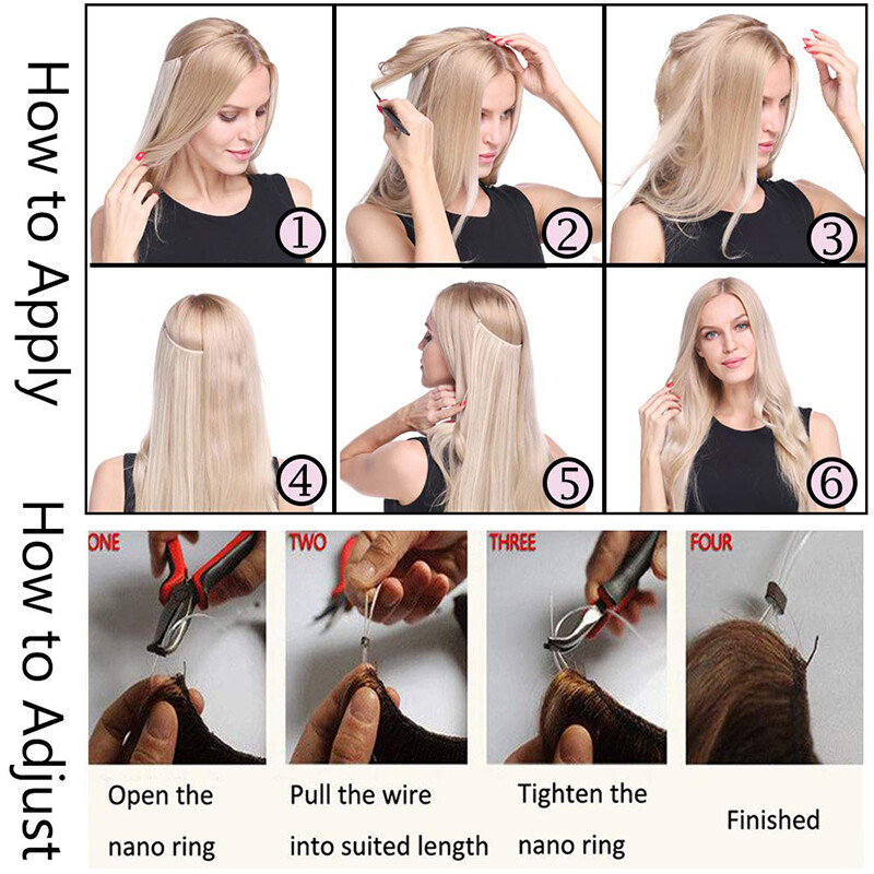 Hidden Secret Wire In Hair Extensions Invisible Head Band Natural Ring Hairpiece