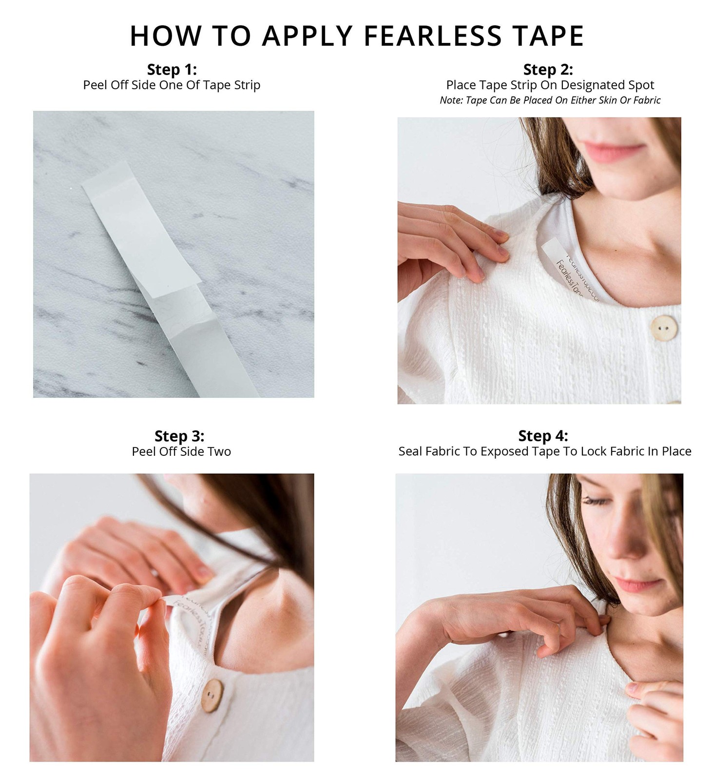 Fearless Tape – Double Sided for Clothing Body & 50 Count (Pack of 1), Clear